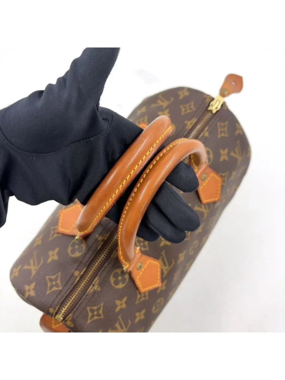Louis Vuitton Speedy 30 Monogram Leather Brown Handbag Gold